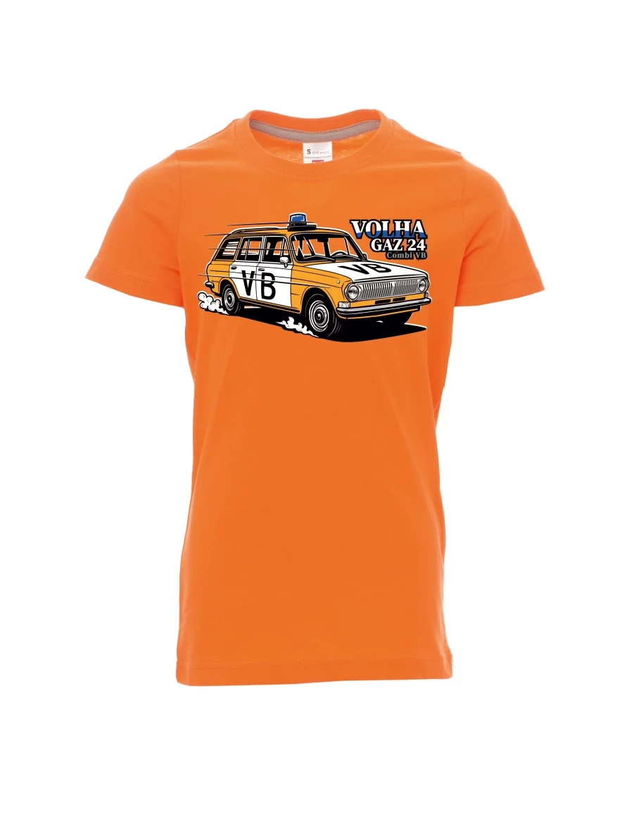 Orange children´s T-shirt Car Volga GAZ 24 VB