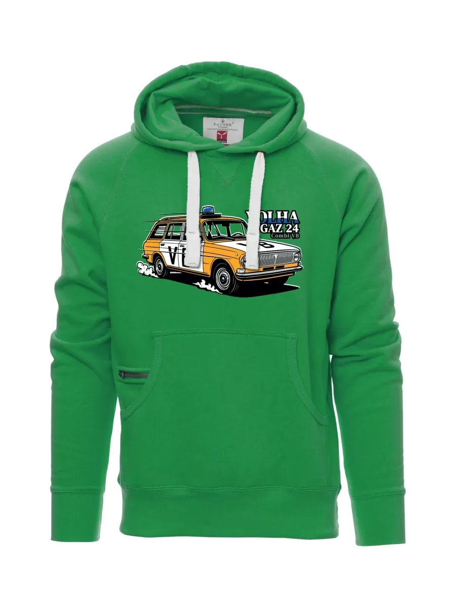 Green men´s sweatshirt Car Volga GAZ 24 VB