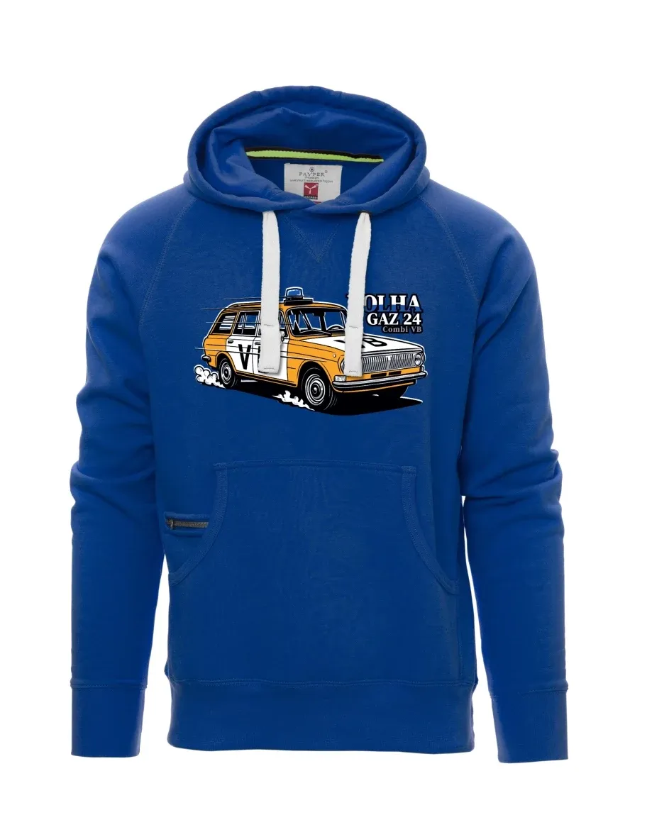 Blue men´s sweatshirt Car Volga GAZ 24 VB
