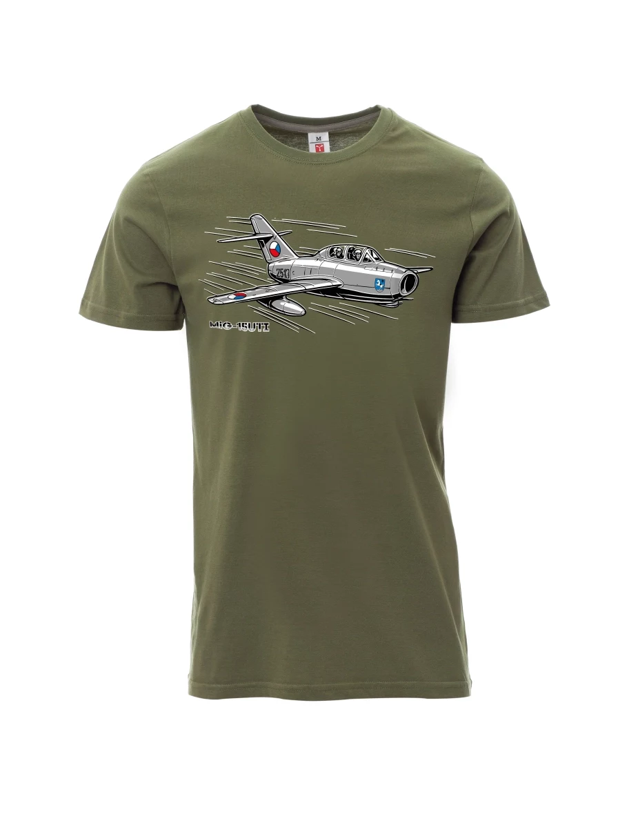 Khaki men´s T-shirt Aircraft MiG-15UTI
