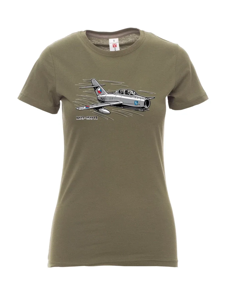 Khaki women´s T-shirt Aircraft MiG-15UTI