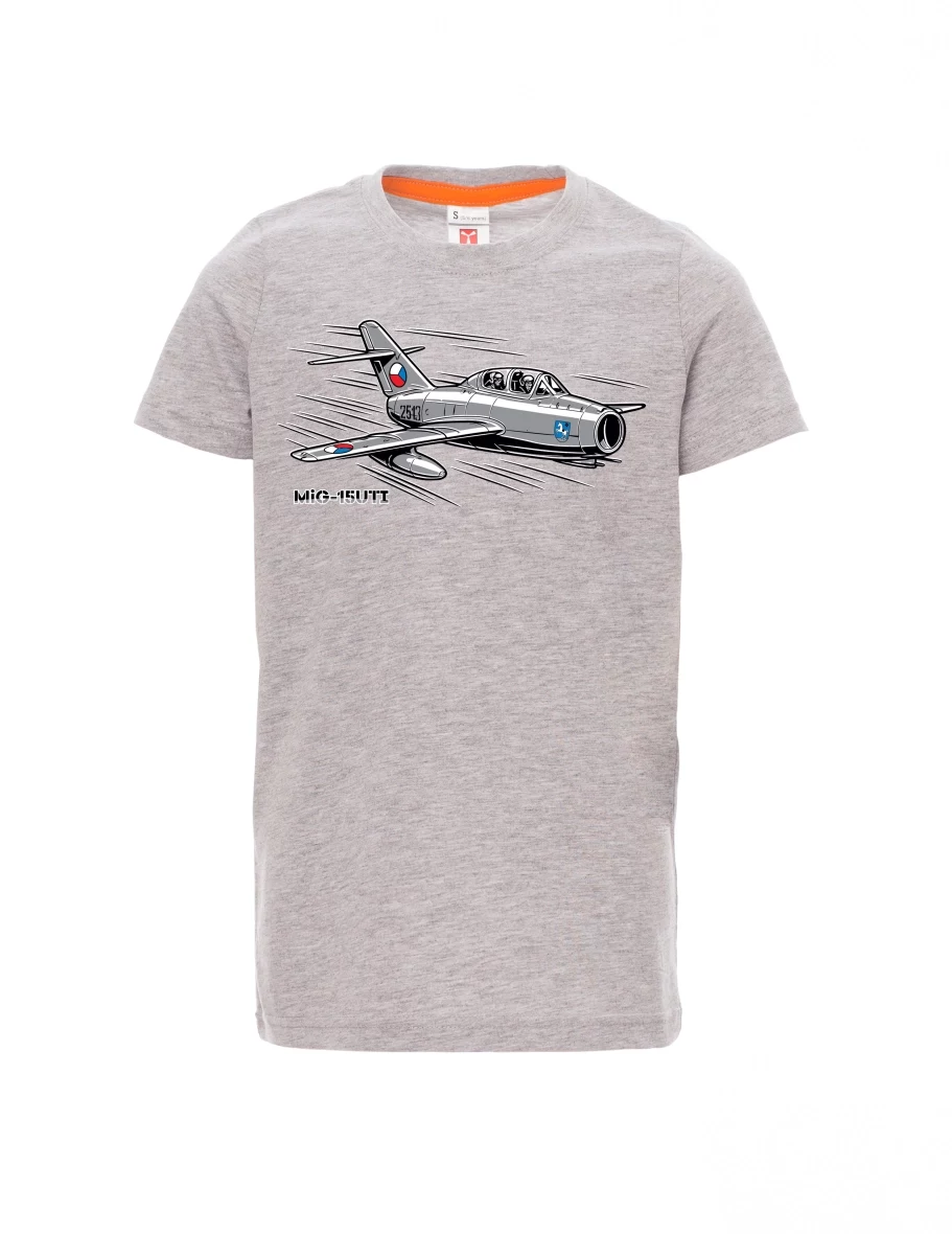 Grey melange children´s T-shirt Aircraft MiG-15UTI