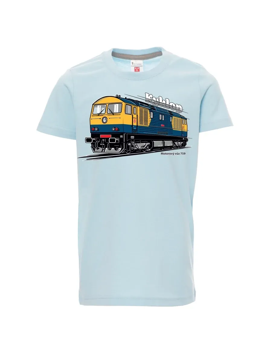 Pale blue children´s T-shirt Railcar 759 “Kyklop”