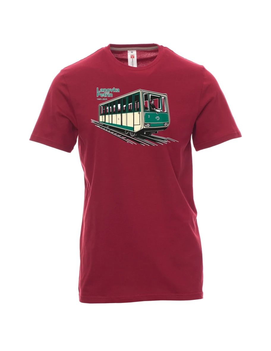 Dark red men´s T-shirt Cable car Petřín