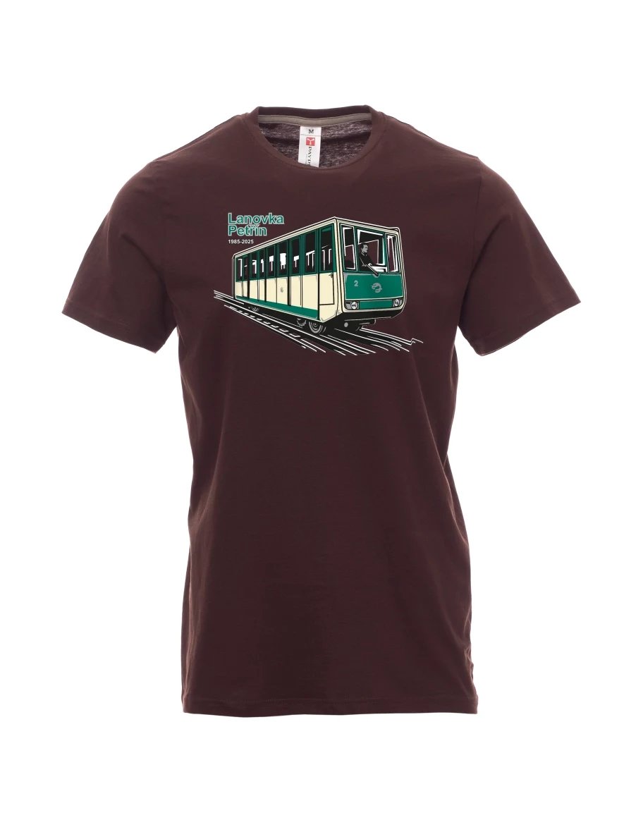 Dark brown men´s T-shirt Cable car Petřín