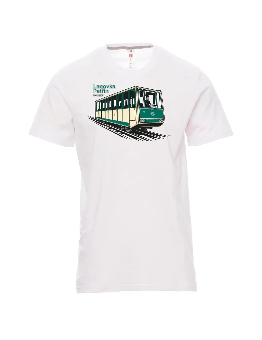 White men´s T-shirt Cable car Petřín