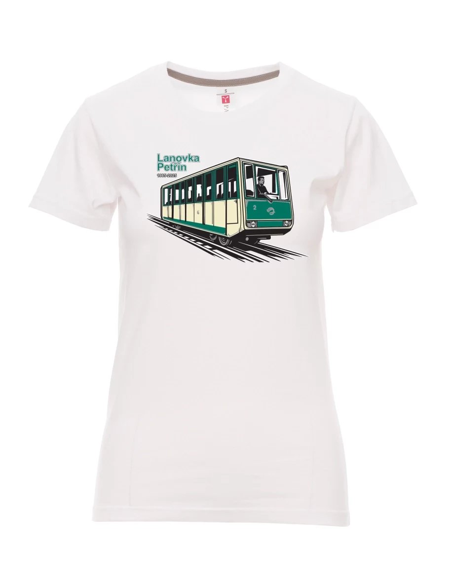 White women´s T-shirt Cable car Petřín
