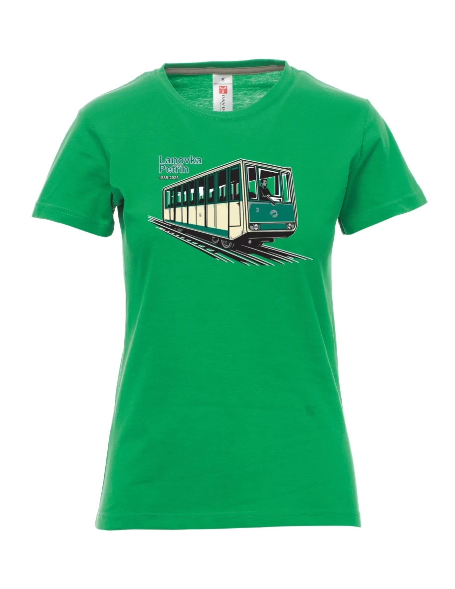 Green women´s T-shirt Cable car Petřín