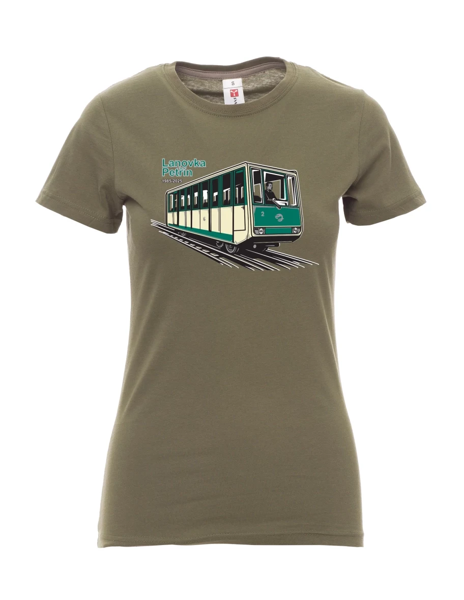 Khaki women´s T-shirt Cable car Petřín