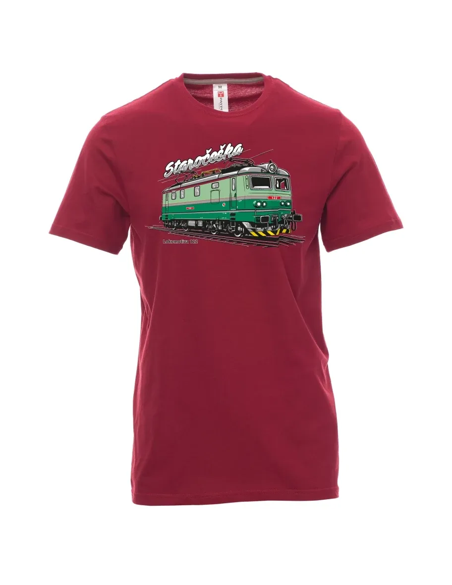 Dark red men´s T-shirt Locomotive 122 “Staročeška”