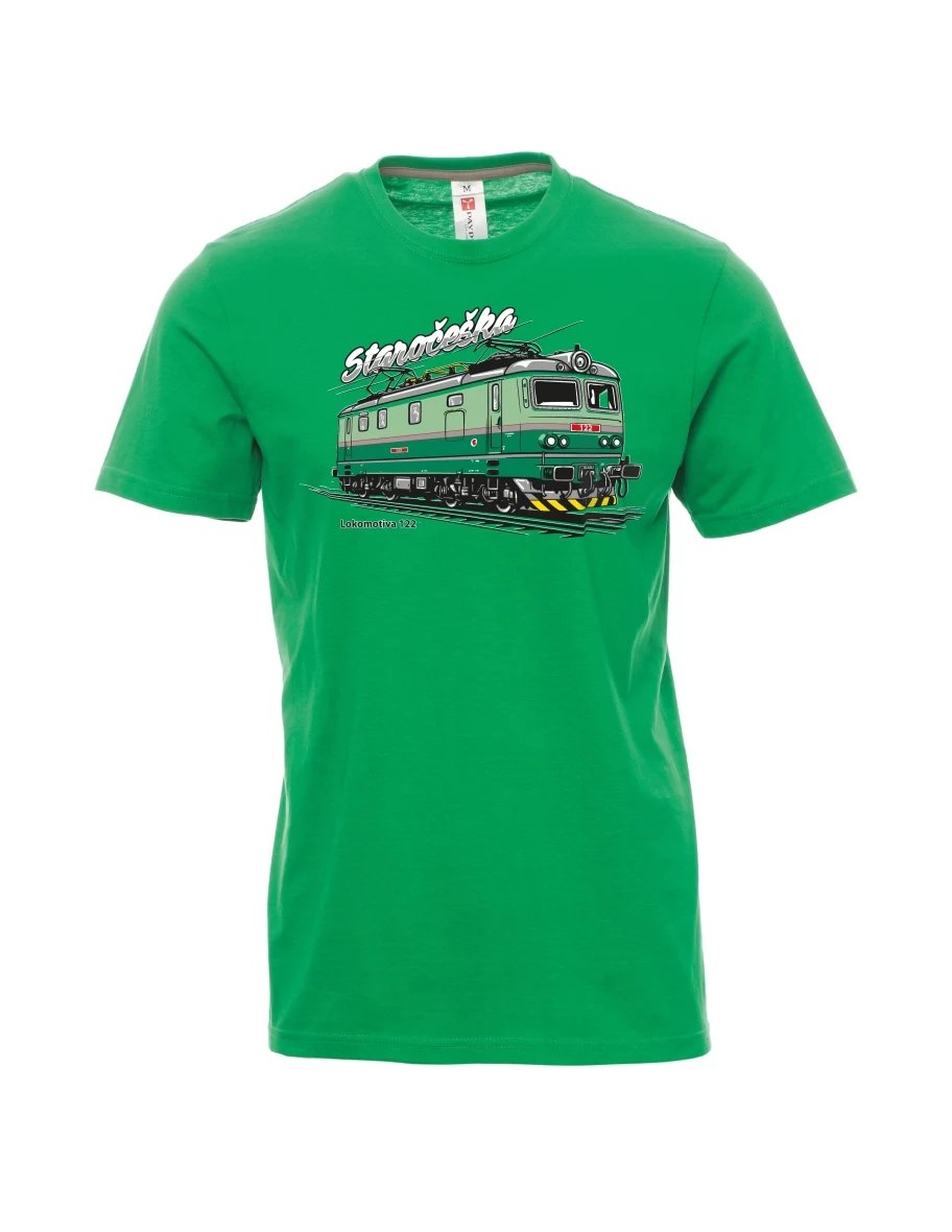 Green men´s T-shirt Locomotive 122 “Staročeška”