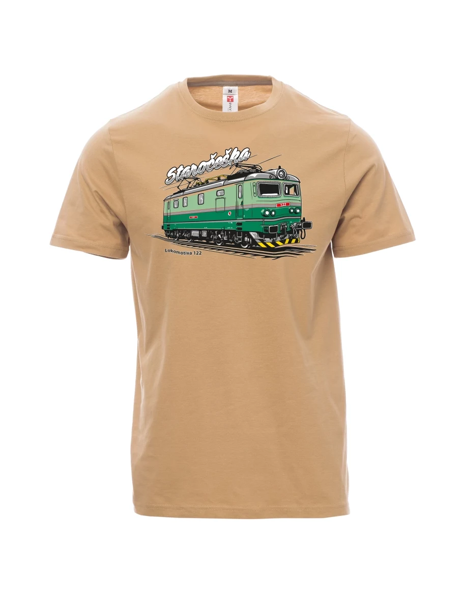 Brown men´s T-shirt Locomotive 122 “Staročeška”