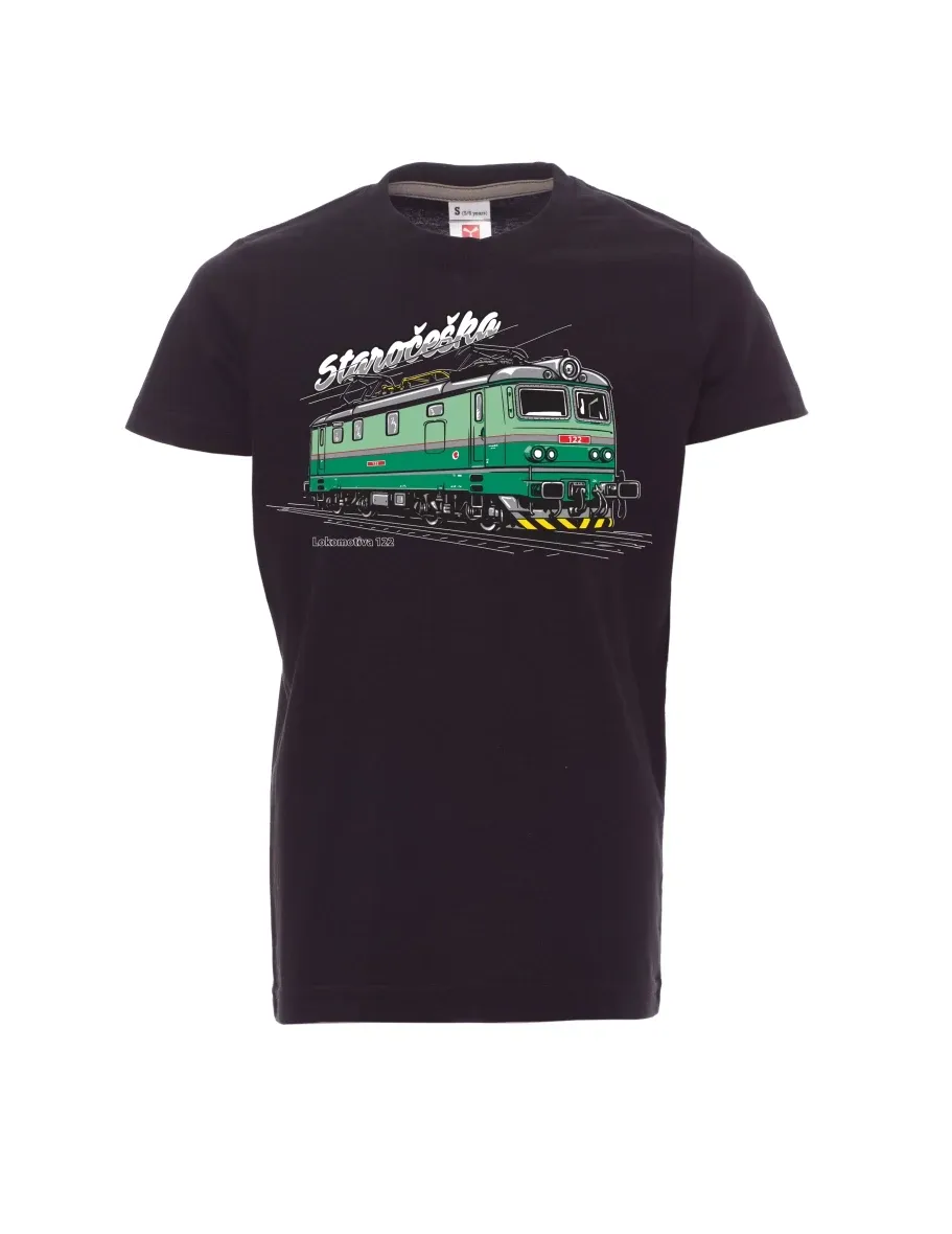 Black children´s T-shirt Locomotive 122 “Staročeška”