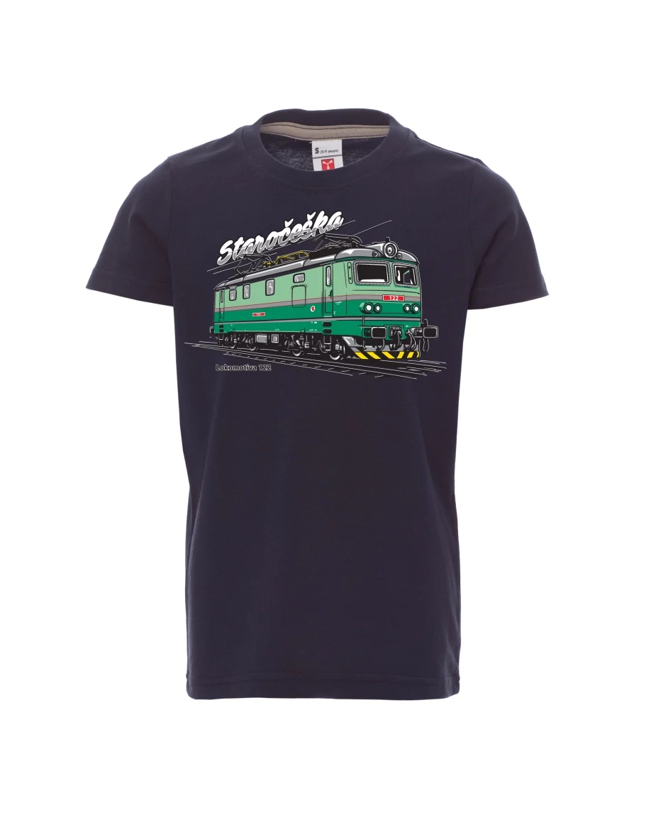 Navy children´s T-shirt Locomotive 122 “Staročeška”