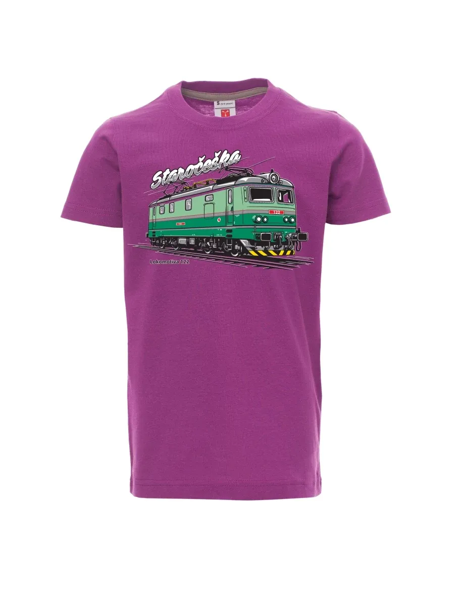 Purple children´s T-shirt Locomotive 122 “Staročeška”