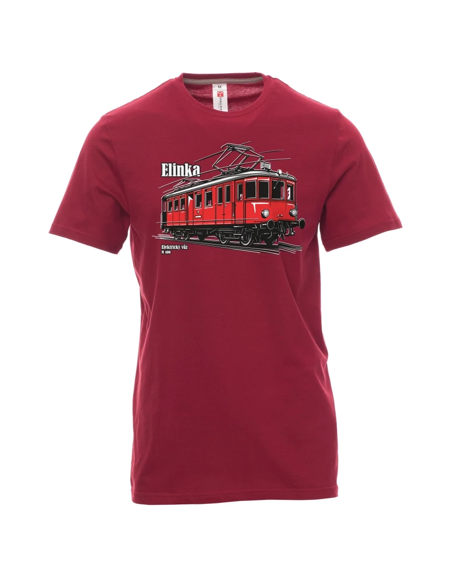Dark red men´s T-shirt Electric railcar M 400 “Elinka”