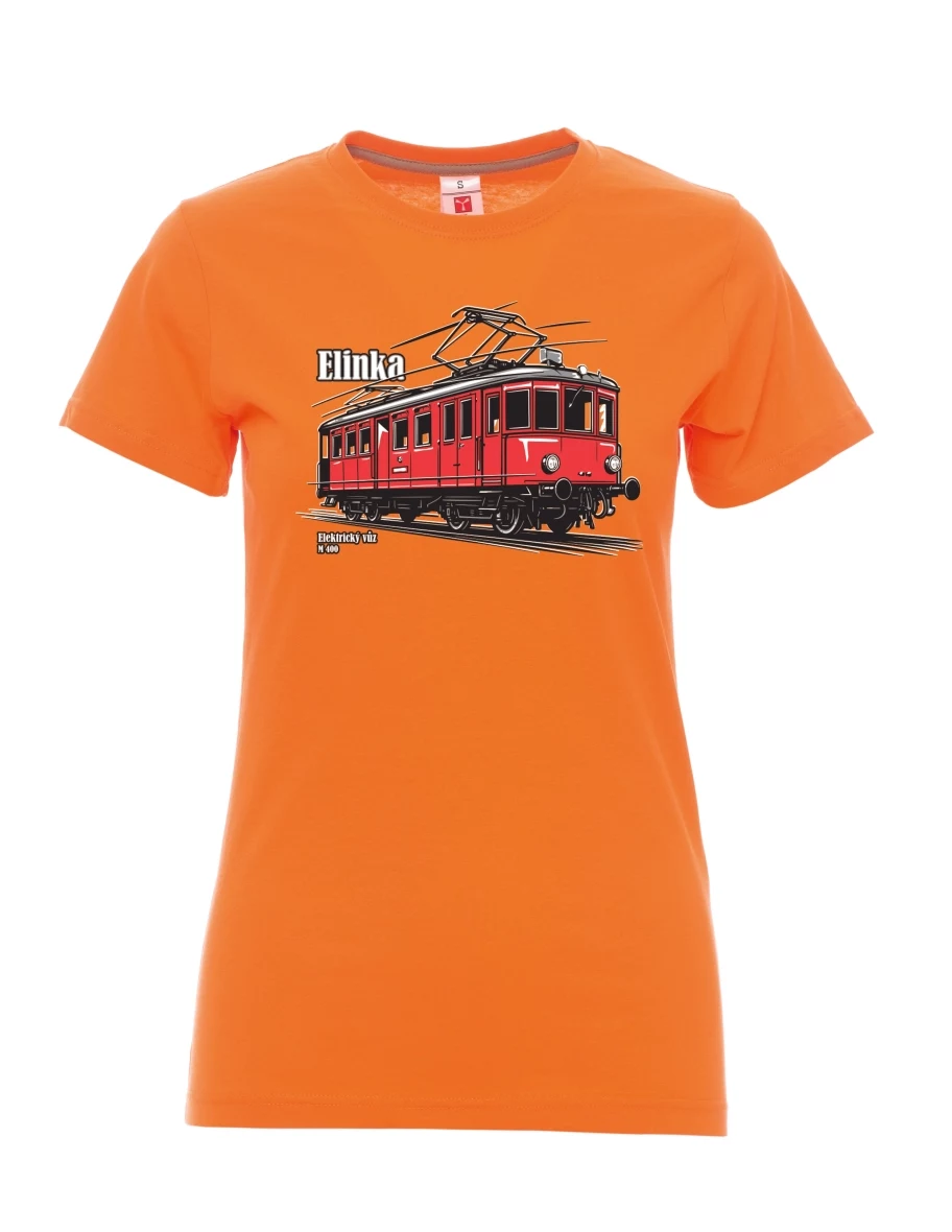 Orange women´s T-shirt Electric railcar M 400 “Elinka”
