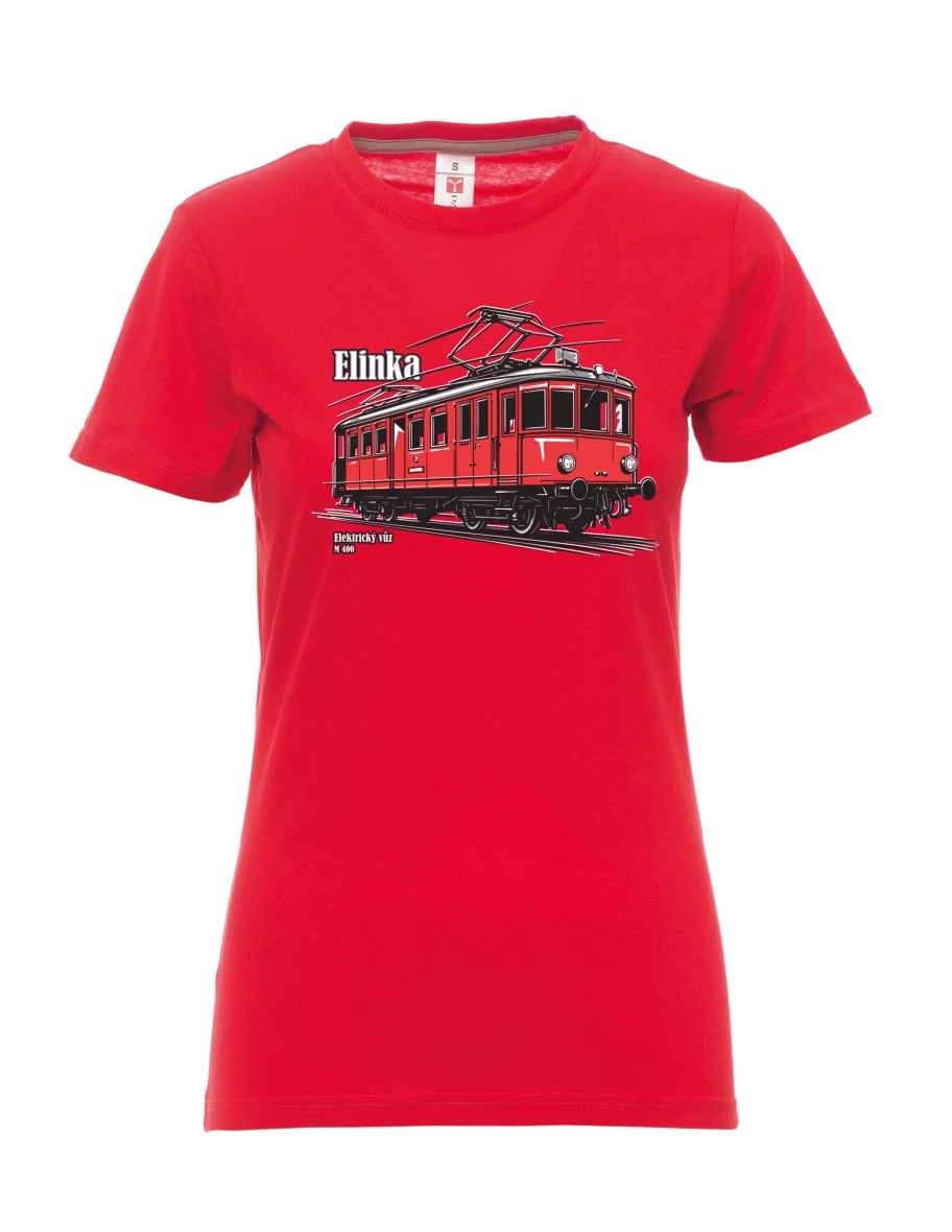 Red women´s T-shirt Electric railcar M 400 “Elinka”