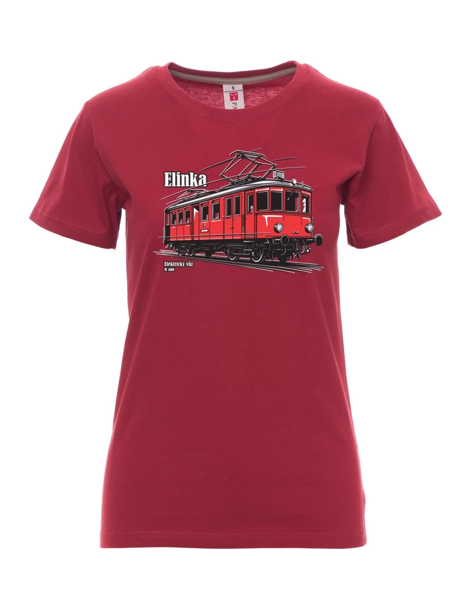 Burgundy women´s T-shirt Electric railcar M 400 “Elinka”