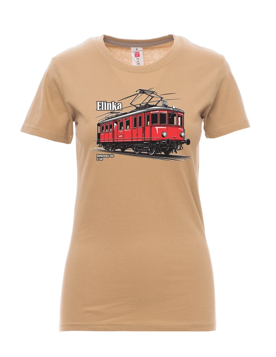 Brown women´s T-shirt Electric railcar M 400 “Elinka”