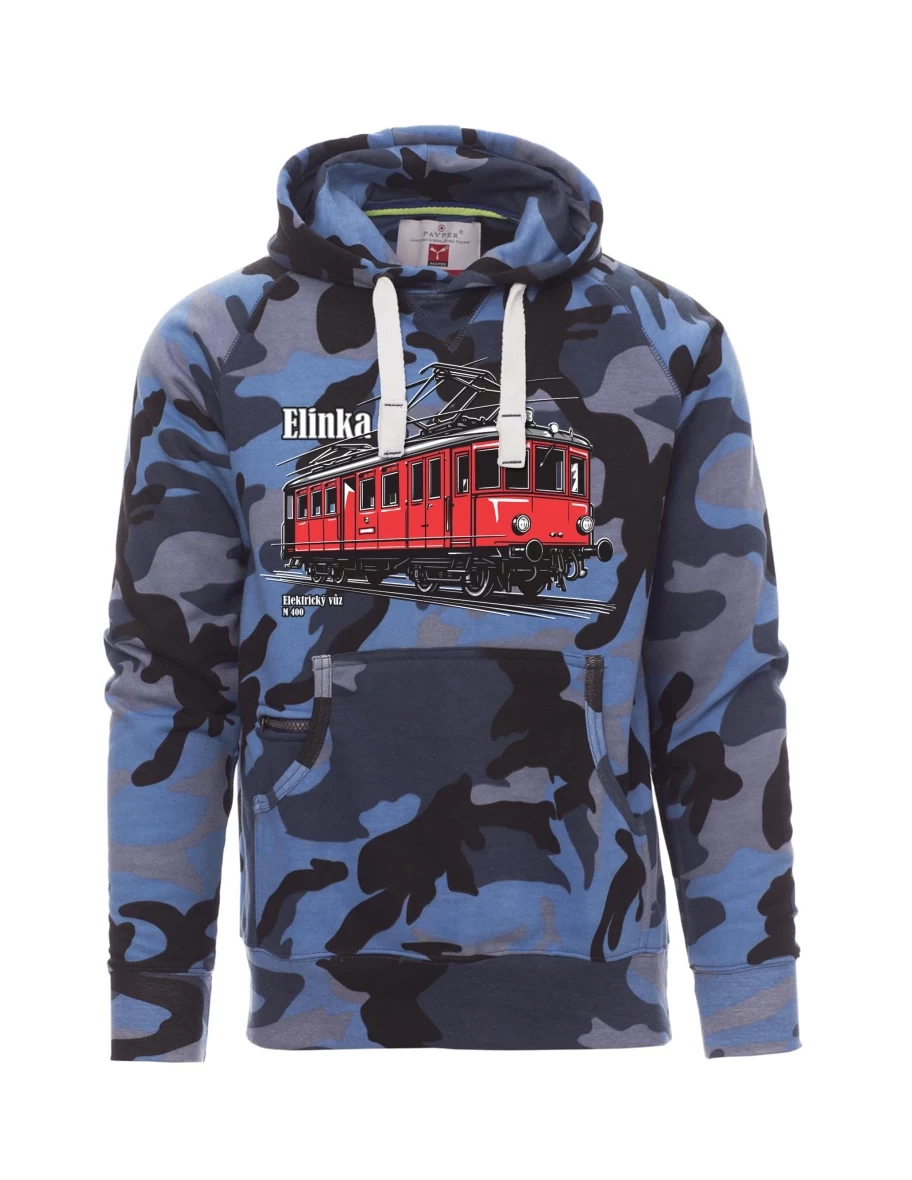Camouflage blue men´s sweatshirt Electric railcar M 400 “Elinka”