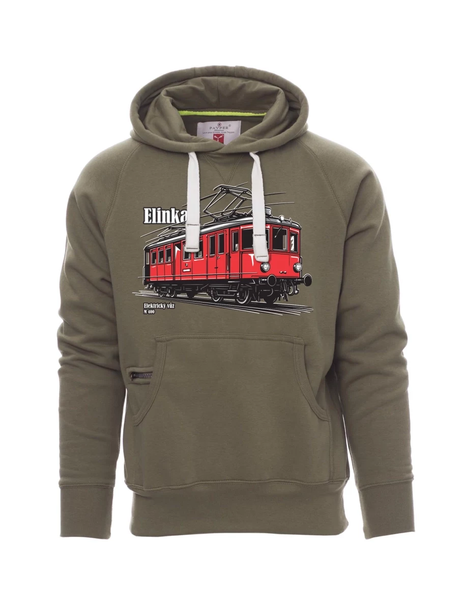 Khaki men´s sweatshirt Electric railcar M 400 “Elinka”