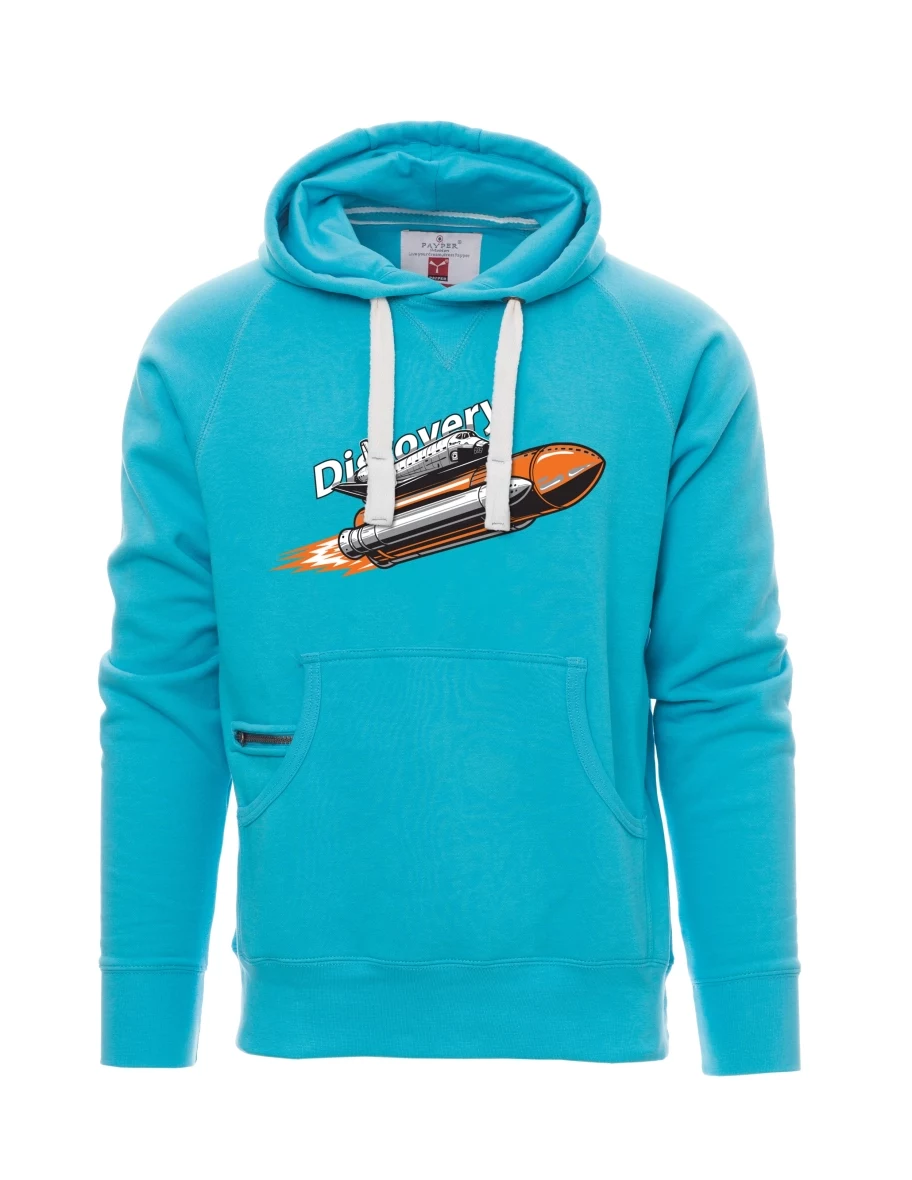 Light blue men´s sweatshirt Space Shuttle Discovery