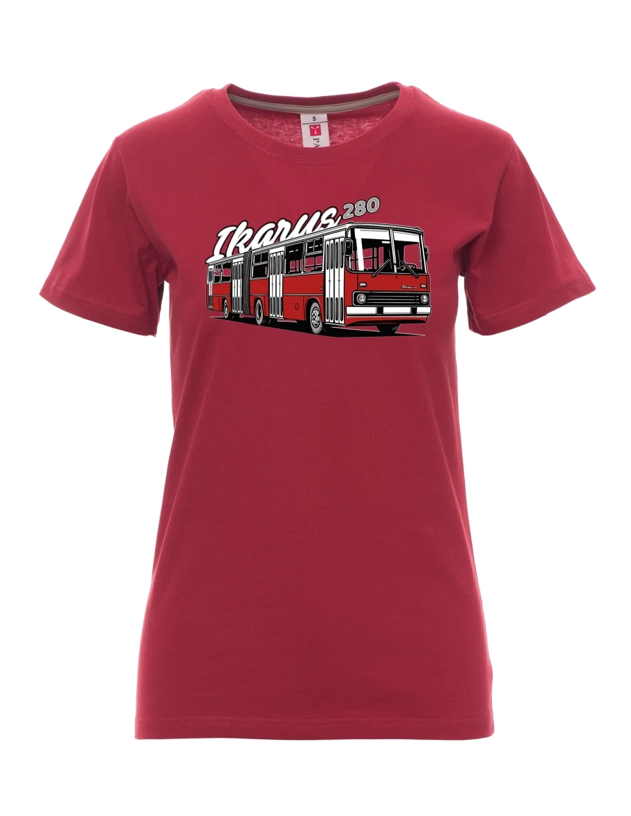 Burgundy women´s T-shirt Bus Ikarus 280