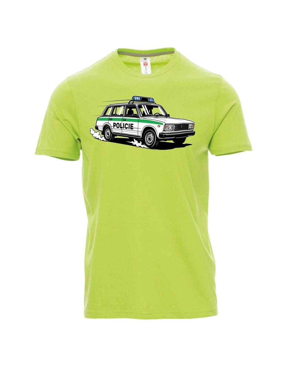 Light green men´s T-shirt Car VAZ 2104 POLICE