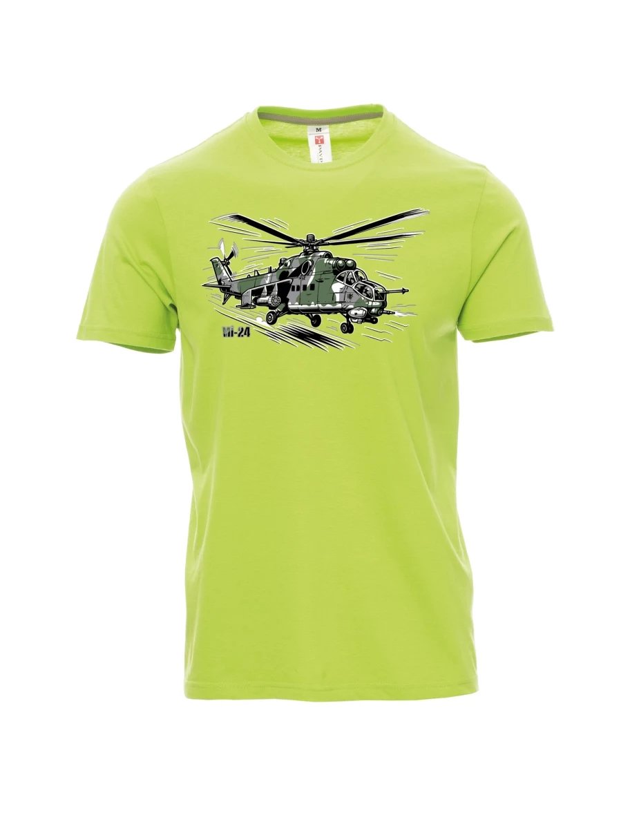 Light green men´s T-shirt Helicopter Mi-24