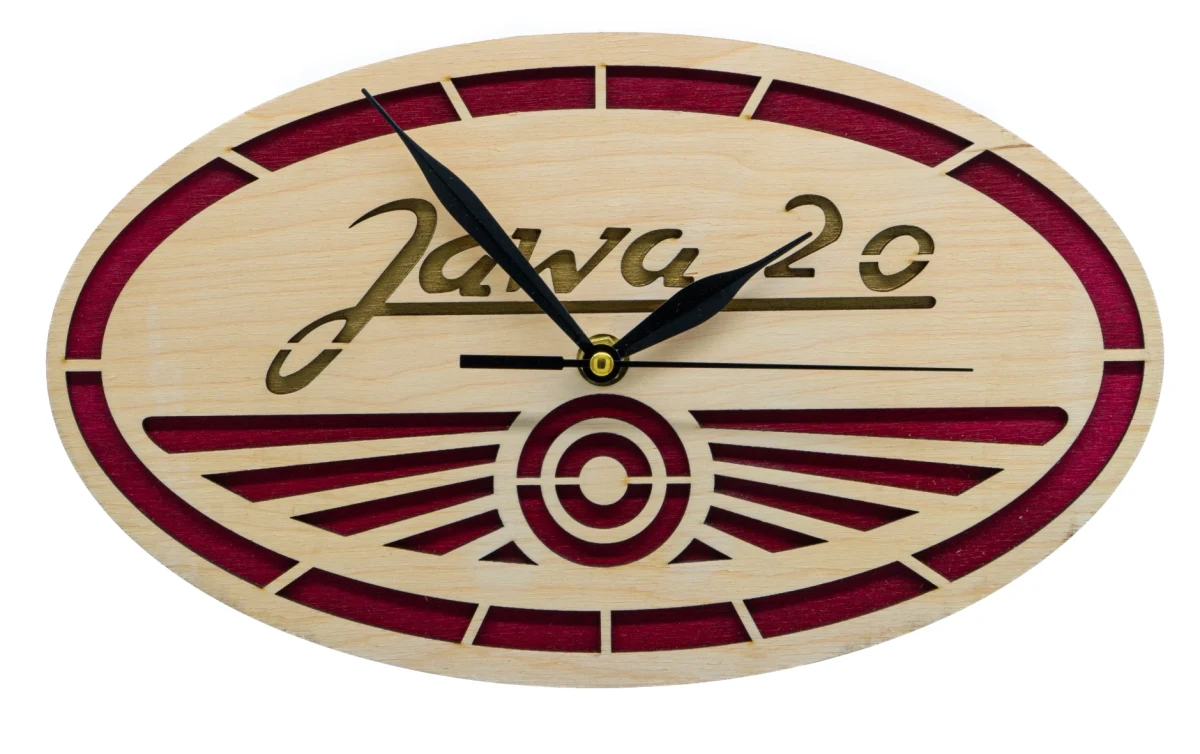 Wooden clock Logo Jawa 20
