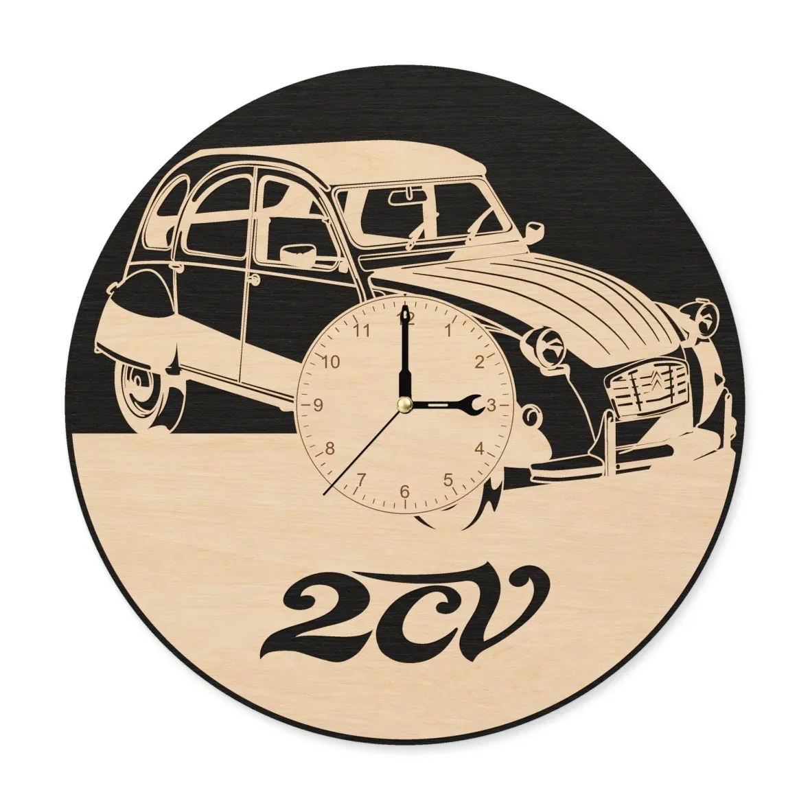Wooden wall clock – 2CV