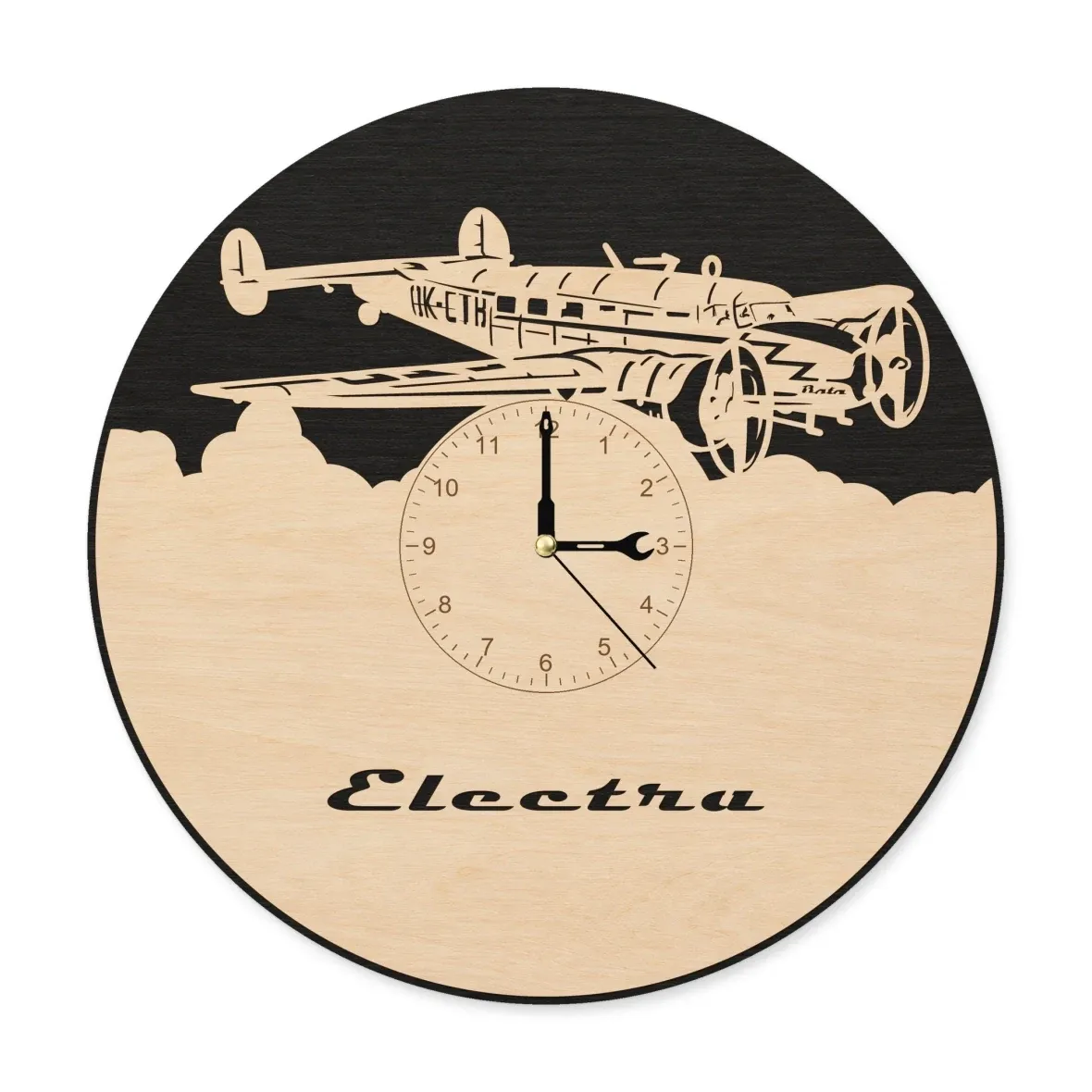 Wooden wall clock – L-10 Electra aircraft